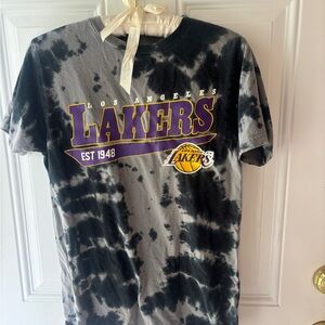 Urban Outfitters Black and Gray Tie-Dye Lakers Tee